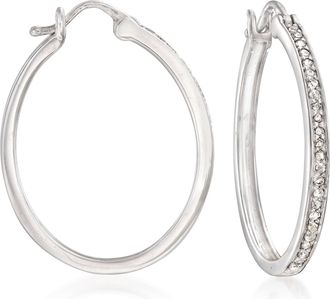 Ross-Simons Diamond Hoop Earrings in Sterling Silver