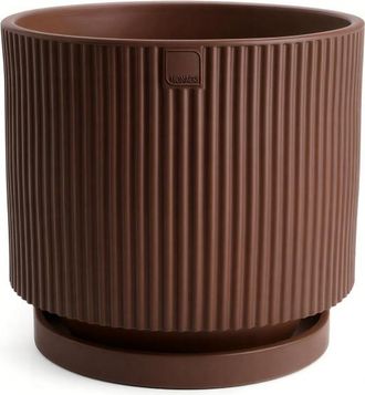 Monacis Jarr&oacute;n De Dise&ntilde;o Moderno De &Oslash;40 Cm Y 36 Cm De Alto, Fabricado En Pol&iacute;mero Marr&oacute;n Resistente Para Interiores Y Exteriores. Hecho En Italia. Monacis