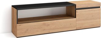 Skraut Home Skraut Home - Mueble Tv, Televisi&oacute;n, Muebles De Sal&oacute;n, Almacenaje, 150x45x35cm, Para Tv Hasta 65, Con Almacenamiento, Estilo Moderno, Roble Y Negro