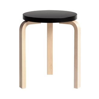 Artek 60 Hocker, schwarz lackiert / Birke natur