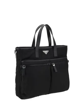Prada Mens Logoed Tote Bag Nero Nylon Shoulder