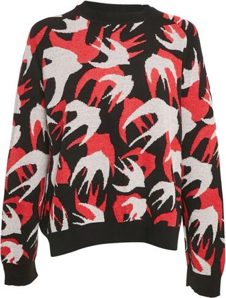 Alexander McQueen Trui met zwaluwprint - Zwart