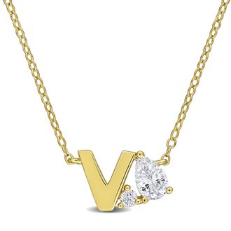 Mimi & Max 3/4ct TGW Created White Sapphire Q Initial Necklace Yellow Plated Sterling Silver