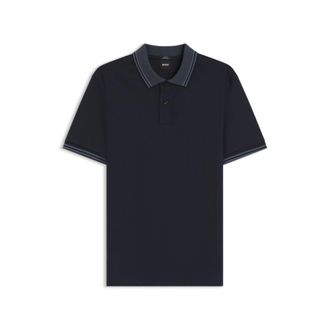 BOSS Stripe-trim slim-fit polo shirt in mercerised cotton