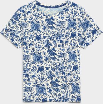Contemporaine Womens Patterned flowy crew-neck T-shirt