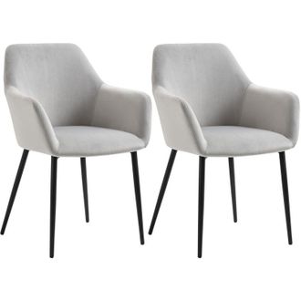 HOMCOM Sedie per Sala da Pranzo Set 2 Pezzi Imbottite in Gommapiuma Grigio - Homcom