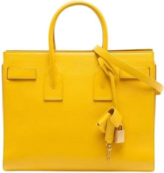 Saint Laurent Pre-owned Handbags, female, Yellow, Size: ONE SIZE Pre-owned Small Sac de Jour