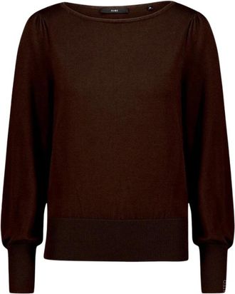 Zero &deg;C Fijne gebreide trui met boothals - Dames - Truien - Bruin - Maat: XL Viscose