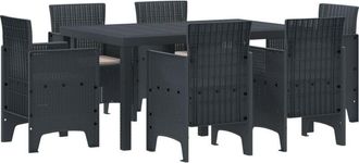 vidaXL Garden Dining Set 7 pcs Anthracite Polt rattan vidaXL
