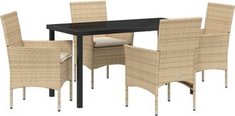 vidaXL Garden Dining Set with Cushion 5 pcs Beige Poly rattan Vidaxl