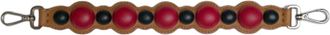 Fendi tan and red scalloped leather mini strap