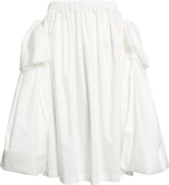 Comme Des Gar&ccedil;ons Bow Detail Gathered Tumbled Cotton Skirt in White at Nordstrom