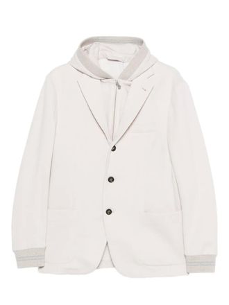 Eleventy hooded button blazer - men - Cotton/Cashmere/Silk/Goat Skin/Viscose - 54 - Neutrals