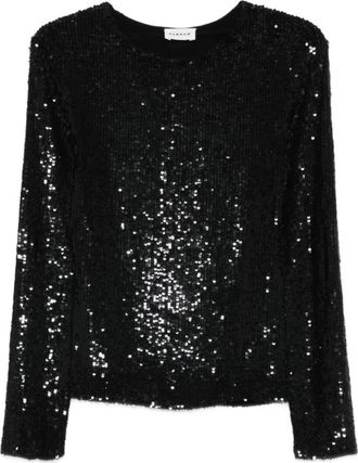 P.A.R.O.S.H. Zwarte Top met Gcollo Detail - Dames - Blouses - Zwart - M - Overhemden