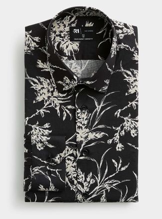 Le 31 Mens Floral silhouette shirt Comfort fit