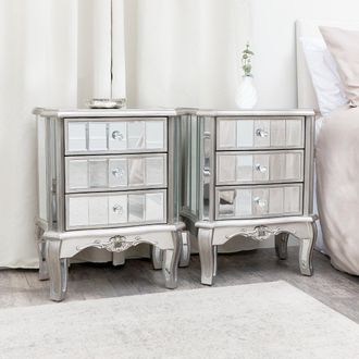 Melody Maison Pair Of Mirrored Bedside Tables - Tiffany Range