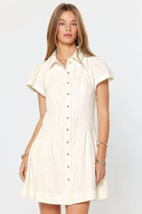Current Air Collins Frayed Textrure Mini Dress In White