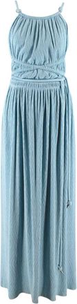 Jonathan Simkhai Lillee Blue Backless Pliss&eacute; Maxi Dress Size S