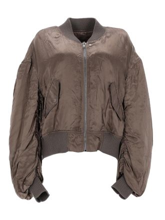 Rick Owens Bucket Flight Cupro Ruched Bomber Jacket