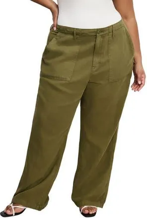 Good American Lite Cotton Blend Pants in Martini Olive002 at Nordstrom Rack, Size 15