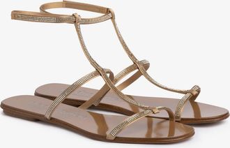 Pedro Garcia Gladiator-style metallic satin sandal with crystals |Enola | Spring Summer 26 |PEDRO GARCIA