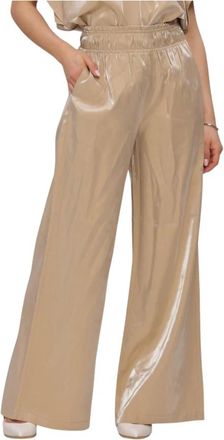 Nukus Nukus, Broeken, Dames, Beige, M, Rubi Broek Glanzend