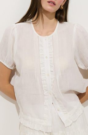 Alex Mill Brittany Ruffle Pintuck Top in Off White at Nordstrom, Size X-Large