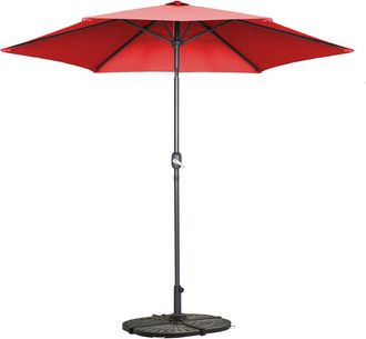 Oviala Parasol derecho inclinable de 3m y 4 losas de aluminio rojas