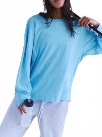 Free People Hustle Layer Long Sleeve Top In Bright Blue