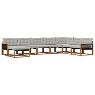 vidaXL Conjunto De Sof&aacute;s De Exterior 8 Pcs Natural Y Gris Claro Vidaxl