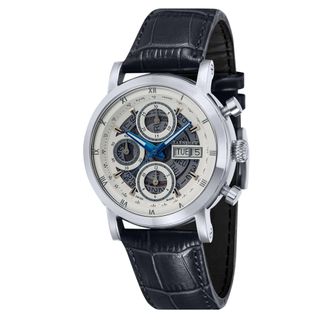 Earnshaw Swiss Automatic Chronograph Gentleman White Mens Watch ES-0033-01 - Black & Silver - One Size