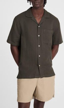 Madewell Indigo Dyed Short Sleeve Cotton Button-Up Shirt in Dark Surplus at Nordstrom Rack, Size Xx-Large
