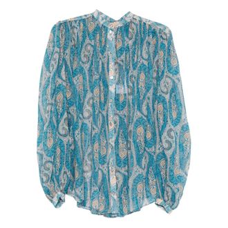 Etro Etro, Blouses, female, Blue, Size: XS Pleated Shirt with Band