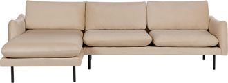 Beliani Beliani - Sof&aacute; Esquinero De Terciopelo Moderno De 4 Plazas Patas Negras Estilo Retro Beige Vinterbro