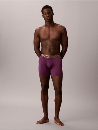 Calvin Klein Mens Brushed Microfiber Stretch Bronze Boxer Brief - Purple - XL