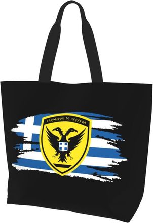AOOEDM Greek Flag Ladies Canvas Tote Reusable Shopping Bag