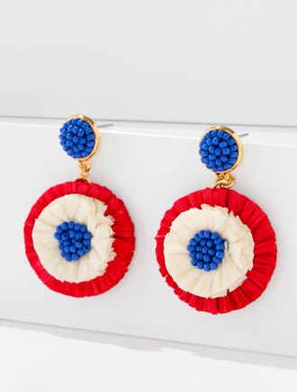Talbots Tricolor Straw Drop Earrings - Catalina Blue - 001 Talbots