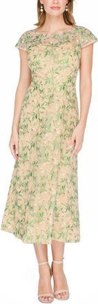 JS Collections Sulllivan Floral Embroidery Cocktail A-Line Dress in Maize Green at Nordstrom, Size 14