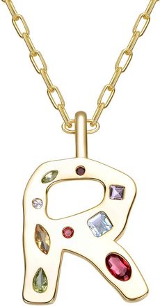 Genevive 14K Plated Cz Alphabetical Necklace
