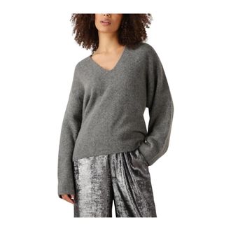 Knit-ted Grijze Lucia Trui & Vest - Dames - V-hals truien - Grijs - S - Truien & Vesten
