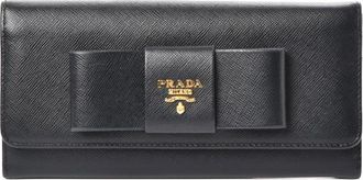 Prada Black Saffiano Leather Bow Wallet