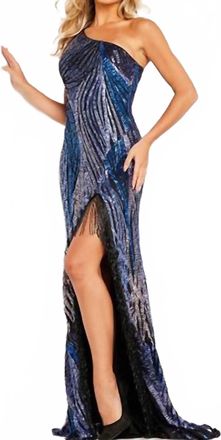 Jovani Embellished One Shoulder Gown Dress In Purple