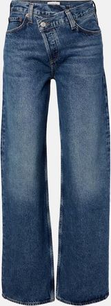 A Gold E Arc barrel-leg jeans
