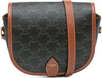 Celine Hobo Bags - 2020 Medium Triomphe Coated Canvas Folco Crossbody - Gr. unisize - in Braun - für Damen