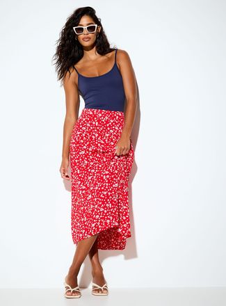 Ichi Womens Slit printed midi skirt