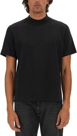 Courr&egrave;ges Black Mock Collar T-Shirt