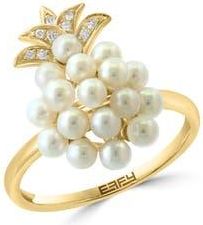 Effy Diamond & Freshwater Pearl Ring in White at Nordstrom Rack, Size 7