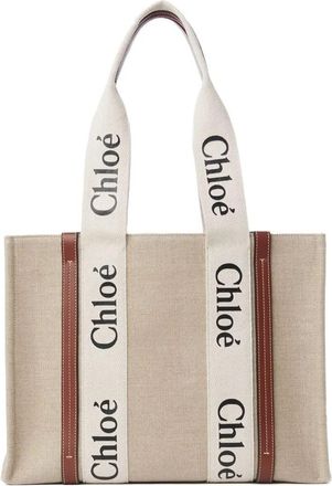 Chlo&eacute; Woody Linen Tote Bags