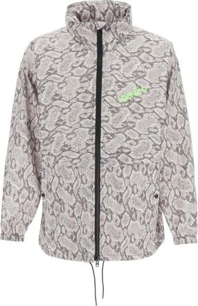 Kenzo Jas met slangenprint en capuchon - Heren - Zomerjassen - Beige - XS - Polyester - Jassen