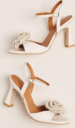 Maeve Crochet Flower Open-Toe Heels